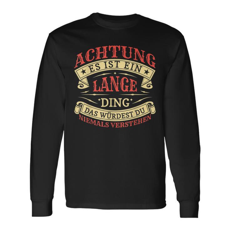 Achtung Es Ist Ein Lange Ding Nachname Namensschild Langarmshirts Geschenkideen