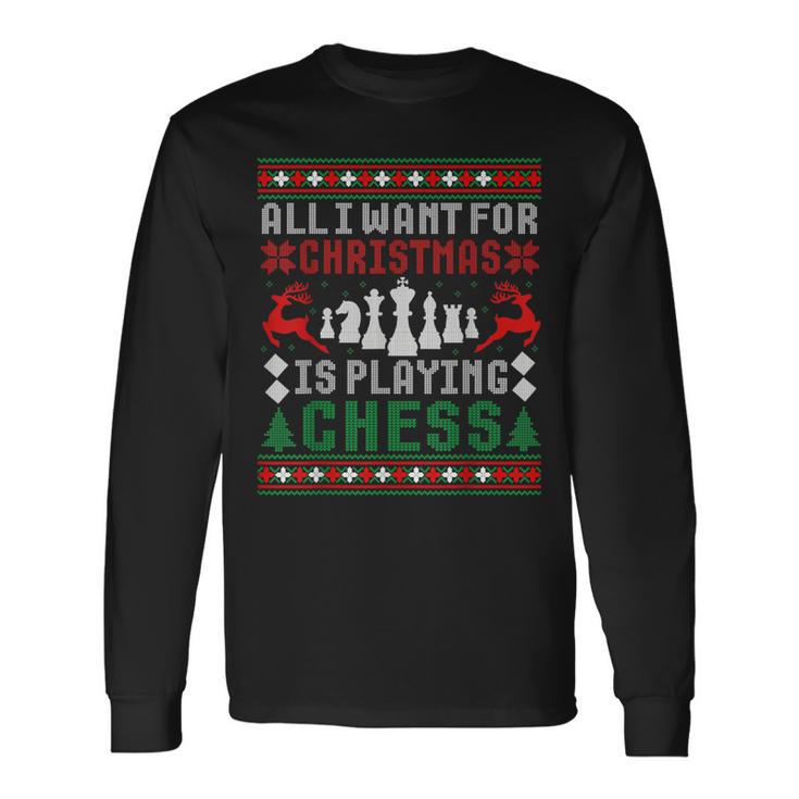 Alles Was Ich Zu Weihnachten Want Ist Schach Spielen Uglicher Christmas Jumper Langarmshirts Geschenkideen