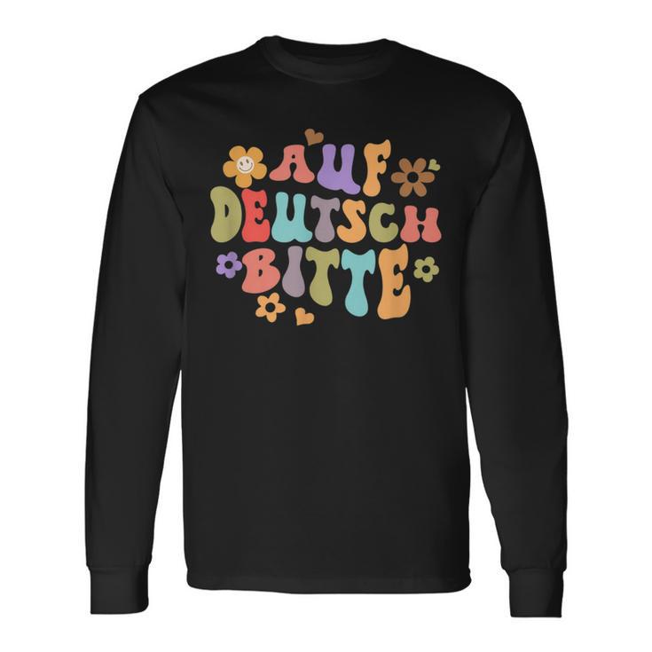 Auf Deutsch Bitte Lustige Deutsche Lehrerin German Langarmshirts Geschenkideen