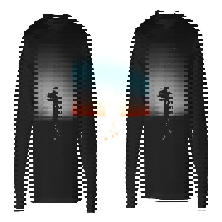 Beautiful Silhouette Sunset Lantern Festival Desert Freedom Long Sleeve T-Shirt