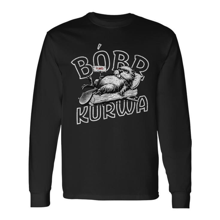 Bober Bóbr Kurwa Polish Flannelette Piwo Langarmshirts Geschenkideen