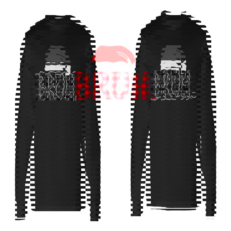 Bruh Christmas Plaid Teens Boys Kids Xmas Pajamas Long Sleeve T-Shirt