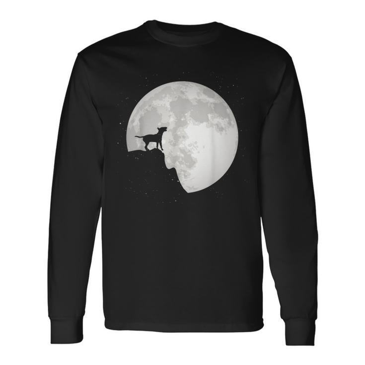 Bull Terrier Dog Portrait Dog Portrait Moon Langarmshirts Geschenkideen