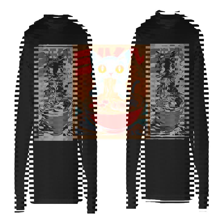 Cat Ramen Japanese Graphic Kawaii Cat Anime Long Sleeve T-Shirt Gifts ideas