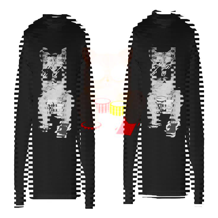 Chat De Poker Texas Holdem T-shirt à manches longues