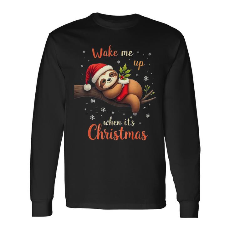 Cute Christmas Fautier Wake Me Up When Christmas Langarmshirts Geschenkideen