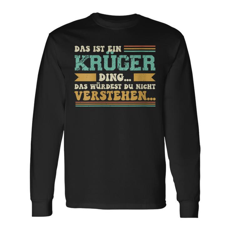 Damen Das Ist Ein Krüger Ding Spruch Für Familie Krüger Mit-Ausschnitt Langarmshirts Geschenkideen