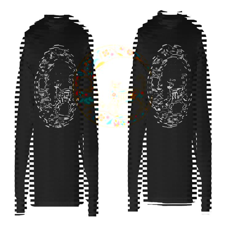 Dia De Los Muertos Chat Lune T-shirt à manches longues