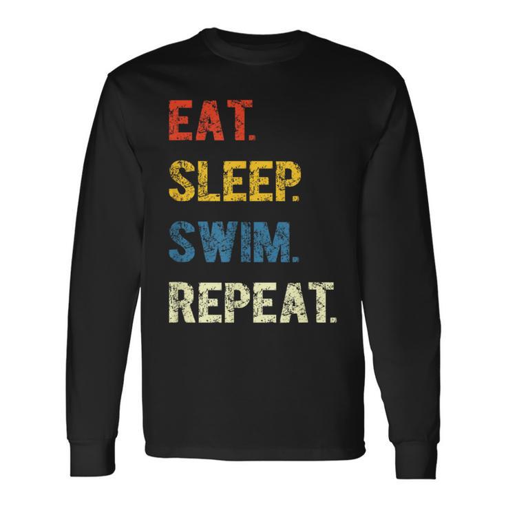 Eat Sleep Swim Repeat Schwimmer Schwimmen Langarmshirts Geschenkideen