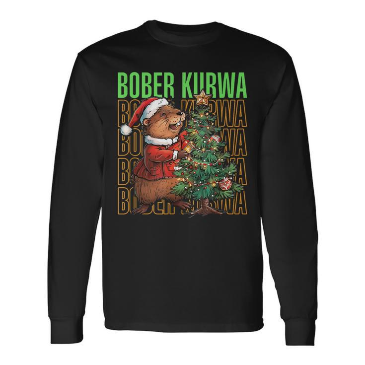 Polish Meme Christmas Bobr Kurwa Bober Bobr Langarmshirts Geschenkideen