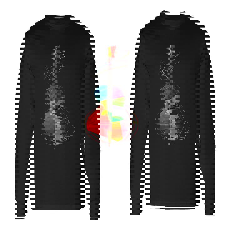 Guitar Music Instrument Motif Illustration Guitar Long Sleeve T-Shirt