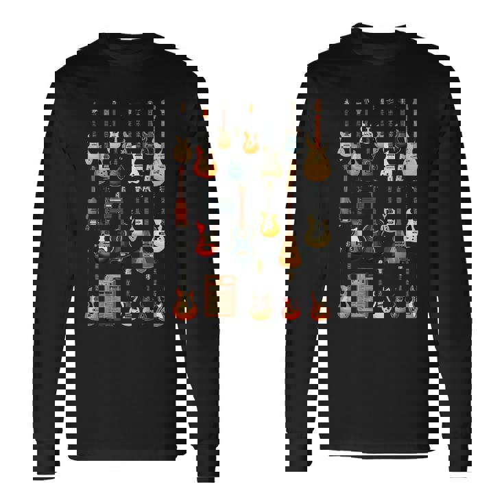 Love Guitar Different Guitars Music Lover Guitars Long Sleeve T-Shirt