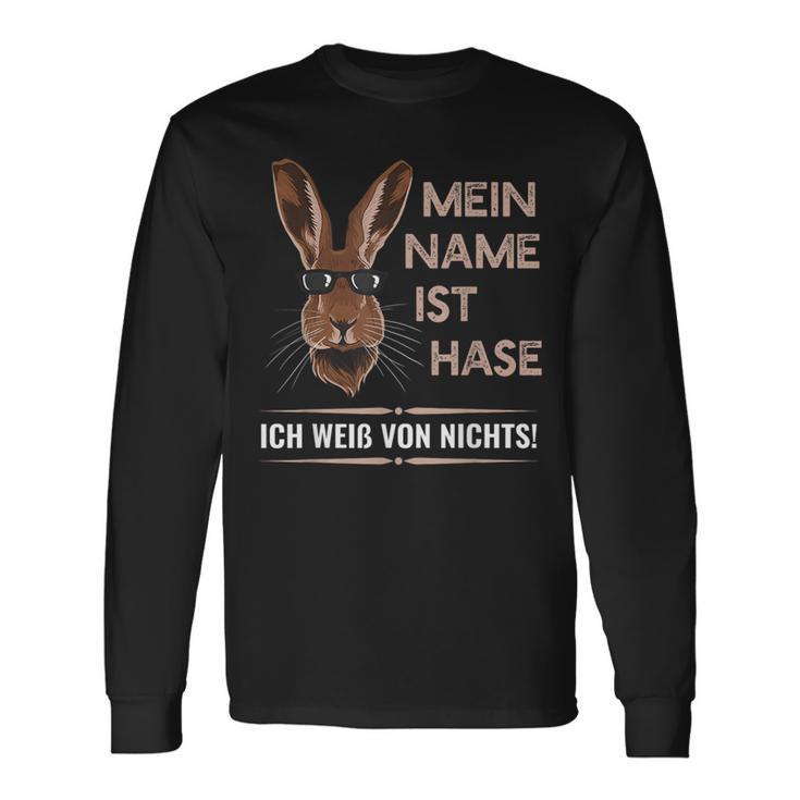 Mein Name Ist Hase Ich Weißon Nichts My Name Is Rabbit Langarmshirts Geschenkideen