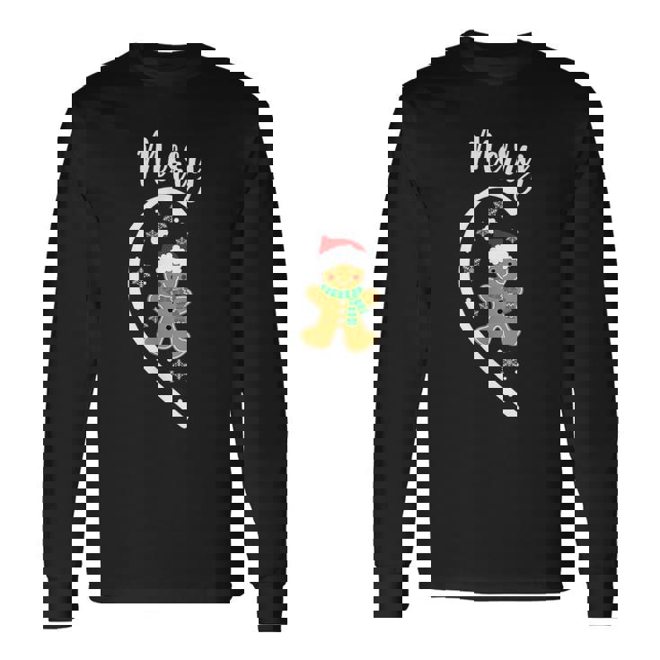 Merry Christmas Gingerbread Couple Christmas Pajama Matching Long Sleeve T-Shirt