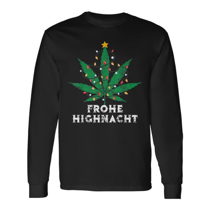 Merry Highnacht Christmas Hemp Leaf Word Game Langarmshirts Geschenkideen