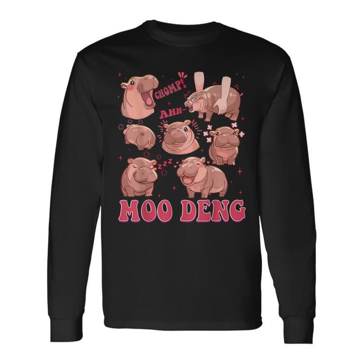 Moo Deng 2024 Moo Deng Moo Deng Cute Hippo Langarmshirts Geschenkideen