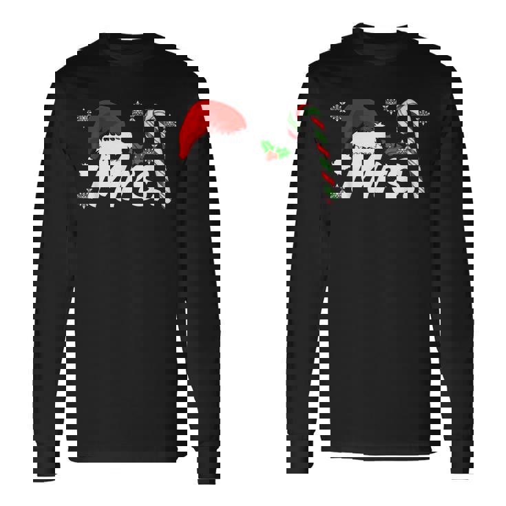 Mr And Mrs Santa Hat Couples Matching Christmas His And Her Long Sleeve T-Shirt