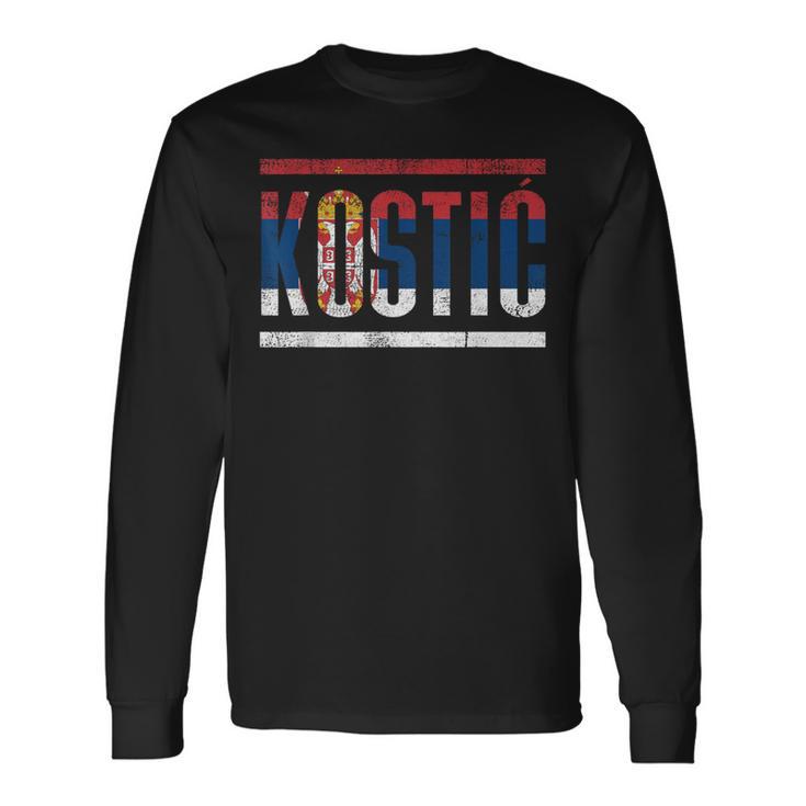 Serbian Last Name Kostic With The Flag Of Serbia Langarmshirts Geschenkideen