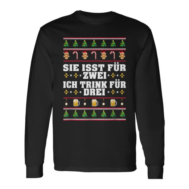 Sie Isst Für Zwei Ich Trink Drei Werdender Father S Langarmshirts Geschenkideen