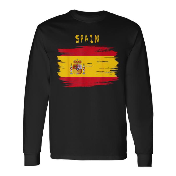 Spain Flag Brush Stroke Style Langarmshirts Geschenkideen