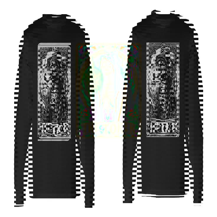 Tarot Card The Toker 420 Cannabis Skeleton Stoner Weed Goth Long Sleeve T-Shirt Gifts ideas