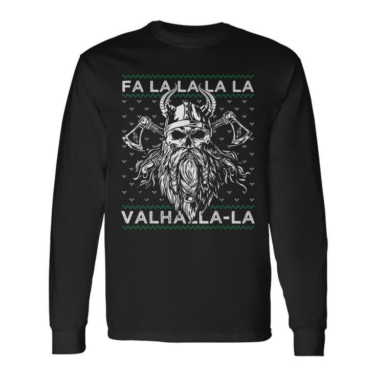 Ugly Christmas Fa La Laalhalla-Laiking Skull Langarmshirts Geschenkideen