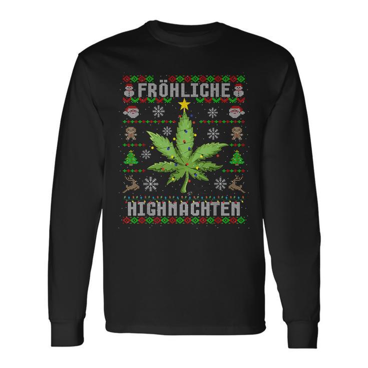 Ugly Christmas Frohe Highnachten Marihuana Weed Geschenk Langarmshirts Geschenkideen