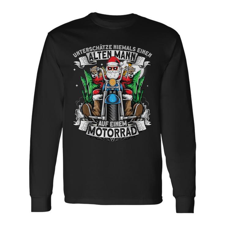 Unterschätze Niemals Einen Alten Mann Auf Einem Motorrad Langarmshirts Geschenkideen