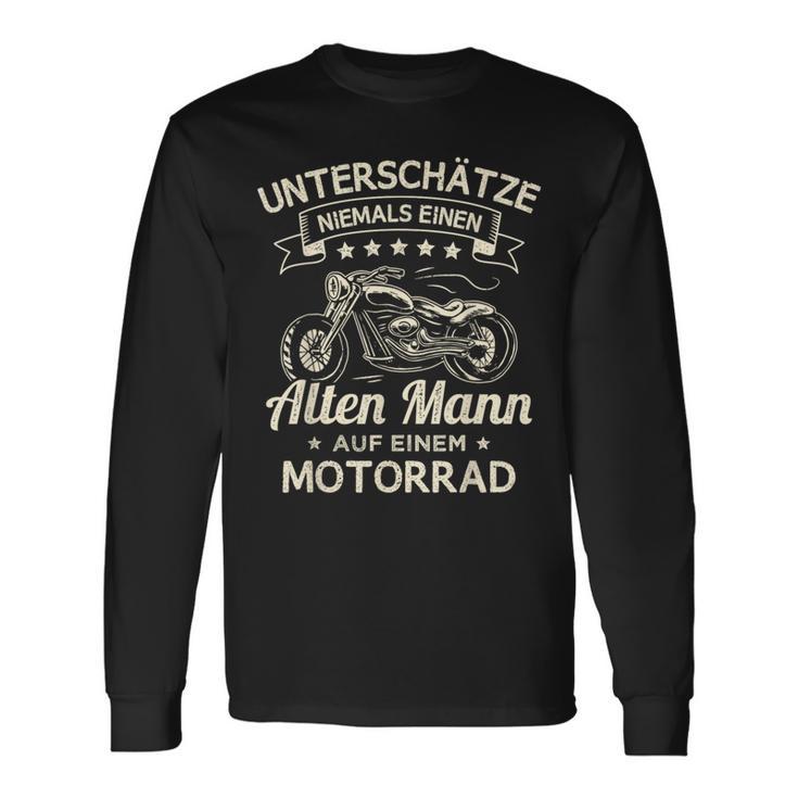 Unterschätze Niemals Einen Old Mann Auf Einem Motorrad Langarmshirts Geschenkideen