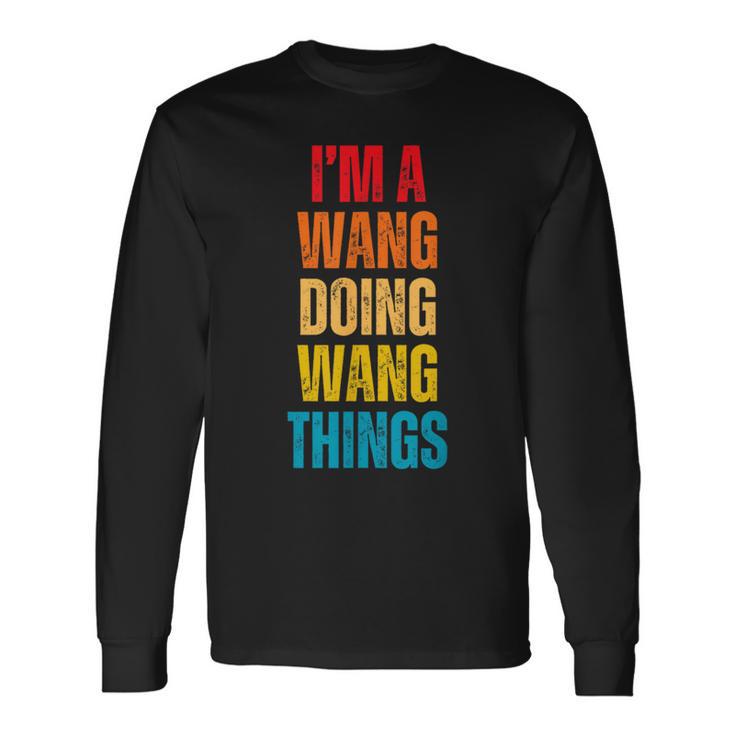 Wang Proud Family Retro Reunion Surname Langarmshirts Geschenkideen