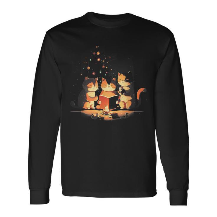 Weihnachtskatze Katze Süßer Hut Kunst Illustration Langarmshirts Geschenkideen