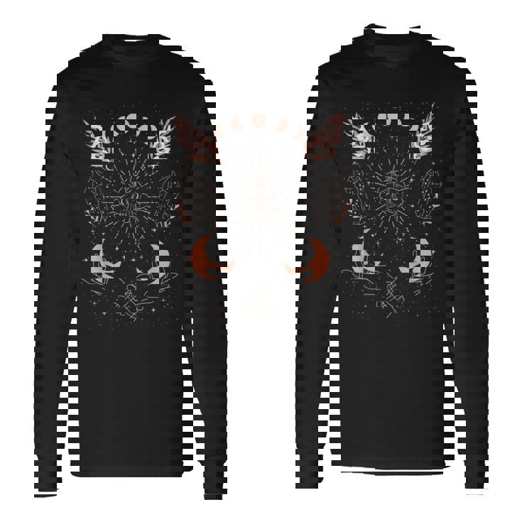 Witch Aesthetic Moon Phases Cosmic Stars Crystals & Snakes Long Sleeve T-Shirt