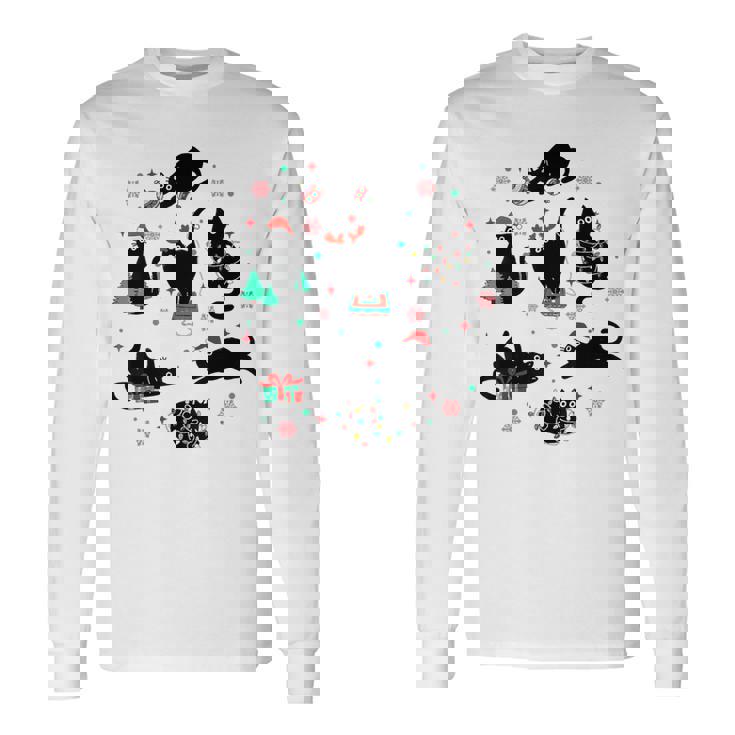 Christmas Black Cats Meowy Merry Christmas Cat Lovers Long Sleeve T-Shirt Gifts ideas