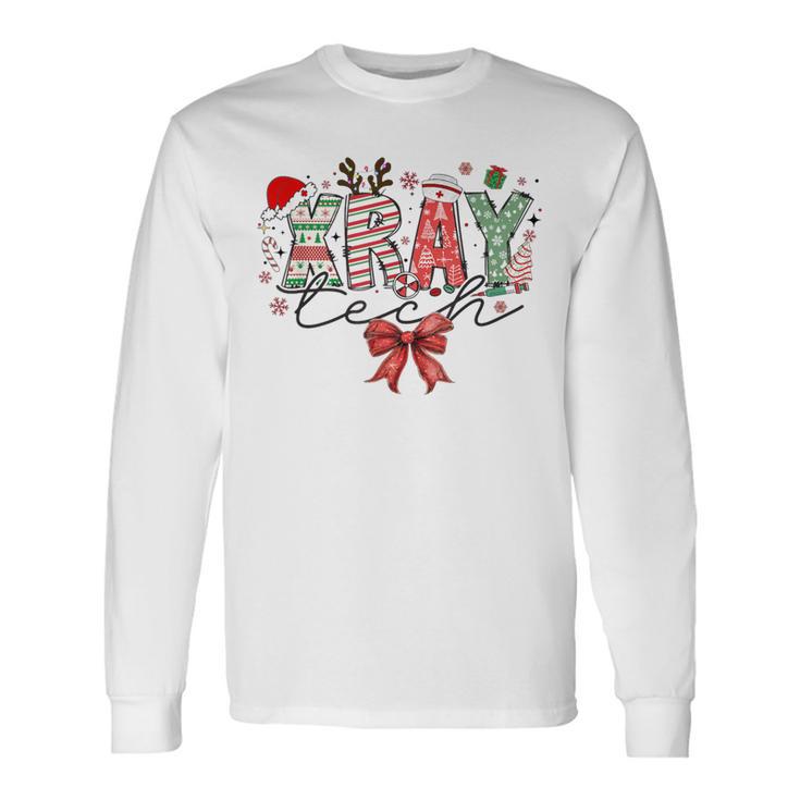 Xray Tech Christmas Coquette Bow Rad Tech Radiology Long Sleeve T-Shirt