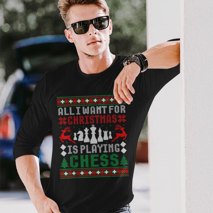 Alles Was Ich Zu Weihnachten Want Ist Schach Spielen Uglicher Christmas Jumper Langarmshirts Geschenke für Ihn