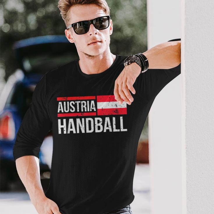 Austria Handball Flag Fan Team Player Jersey Langarmshirts Geschenke für Ihn