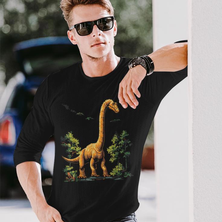 Brachiosaurus Dinosaur Motif Illustration Brachiosaurus Langarmshirts Geschenke für Ihn