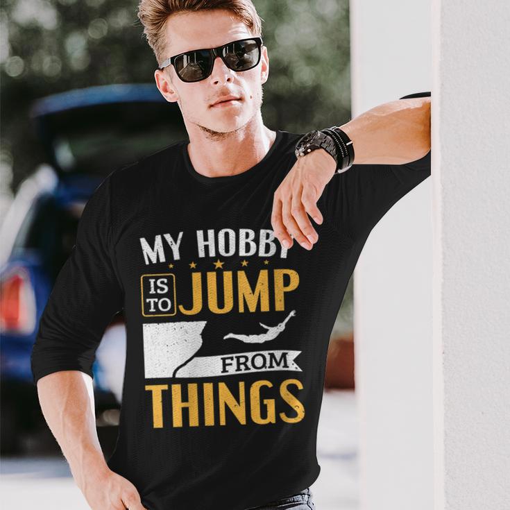 Damen Cliff Jump Mein Hobby Iston Dingen Zu Springen Klippenspringen Mit-Ausschnitt Langarmshirts Geschenke für Ihn