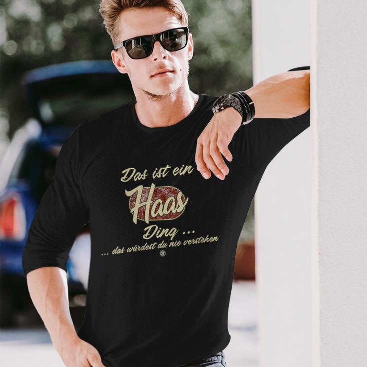 Damen Das Ist Ein Haas Ding Lustiges Familie Haas Mit-Ausschnitt Langarmshirts Geschenke für Ihn