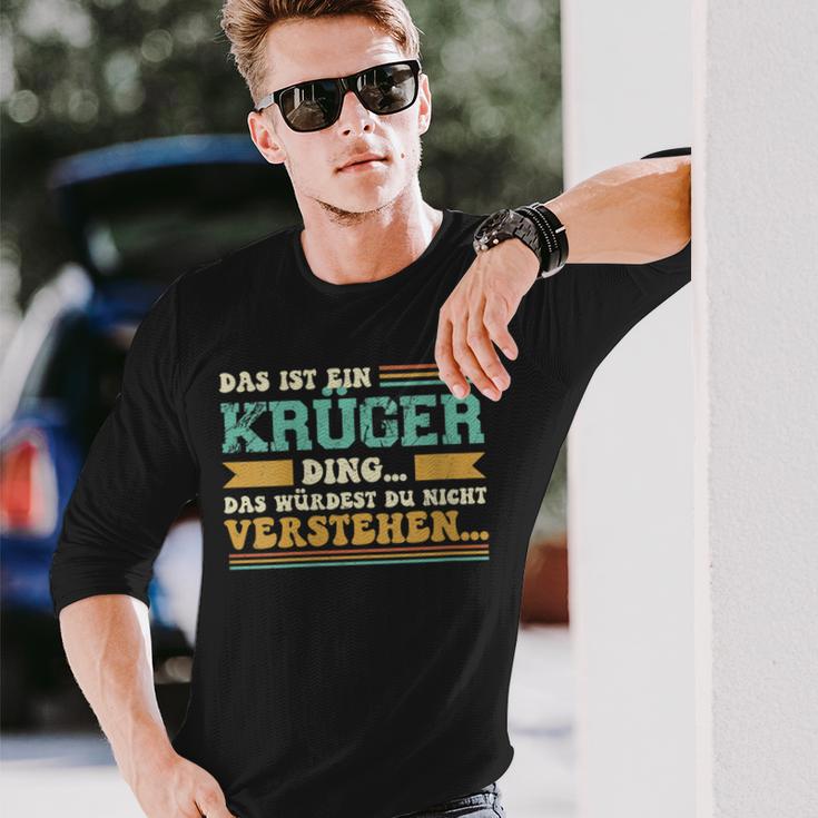 Damen Das Ist Ein Krüger Ding Spruch Für Familie Krüger Mit-Ausschnitt Langarmshirts Geschenke für Ihn