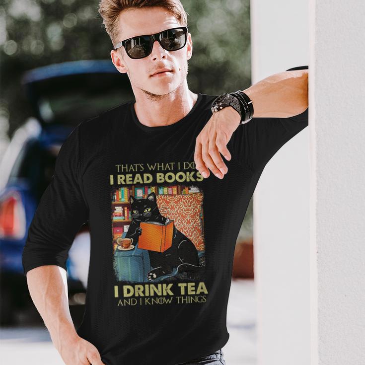 Damen Das Ist Was Ich Tue Ich Lese Bücher Ich Trinke Und Ich Weiß Dinge Mit-Ausschnitt Langarmshirts Geschenke für Ihn