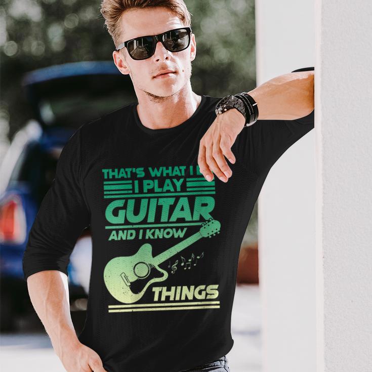 Damen Das Ist Was Ich Tue Ich Spiele Gitarre Und Ich Weiß Dinge Mit-Ausschnitt Langarmshirts Geschenke für Ihn