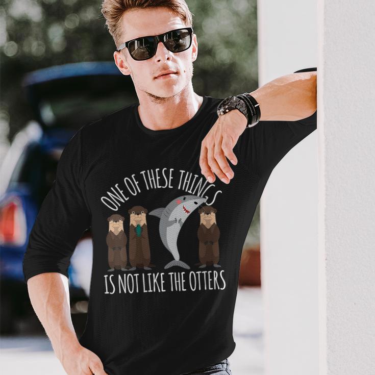 Damen Lustiger Hai Eines Dieser Dinge Ist Nicht Wie Die Otter Mit-Ausschnitt Langarmshirts Geschenke für Ihn