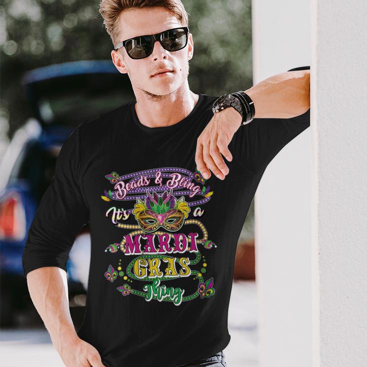 Damen Mardis Gras Perlen Und Bling Es Ist Ein Mardi Gras Ding Mit-Ausschnitt Langarmshirts Geschenke für Ihn