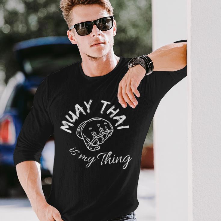 Damen Muay Thai Ist Mein Ding Mit-Ausschnitt Langarmshirts Geschenke für Ihn