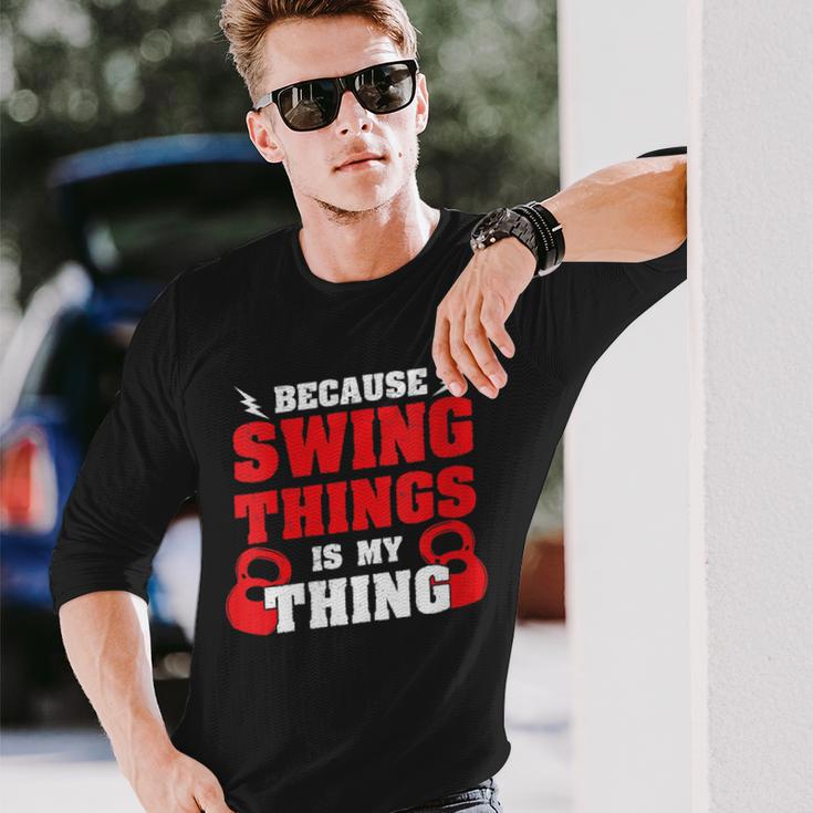 Damen Weil Swing Things Mein Ding Ist Workout Kettlebell Mit-Ausschnitt Langarmshirts Geschenke für Ihn