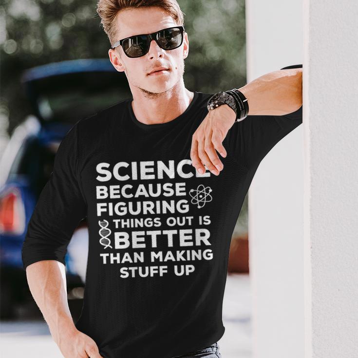 Damen Wissenschaft Weil Es Besser Ist Dinge Herauszufinden Wissenschaftlicher Humor Mit-Ausschnitt Langarmshirts Geschenke für Ihn