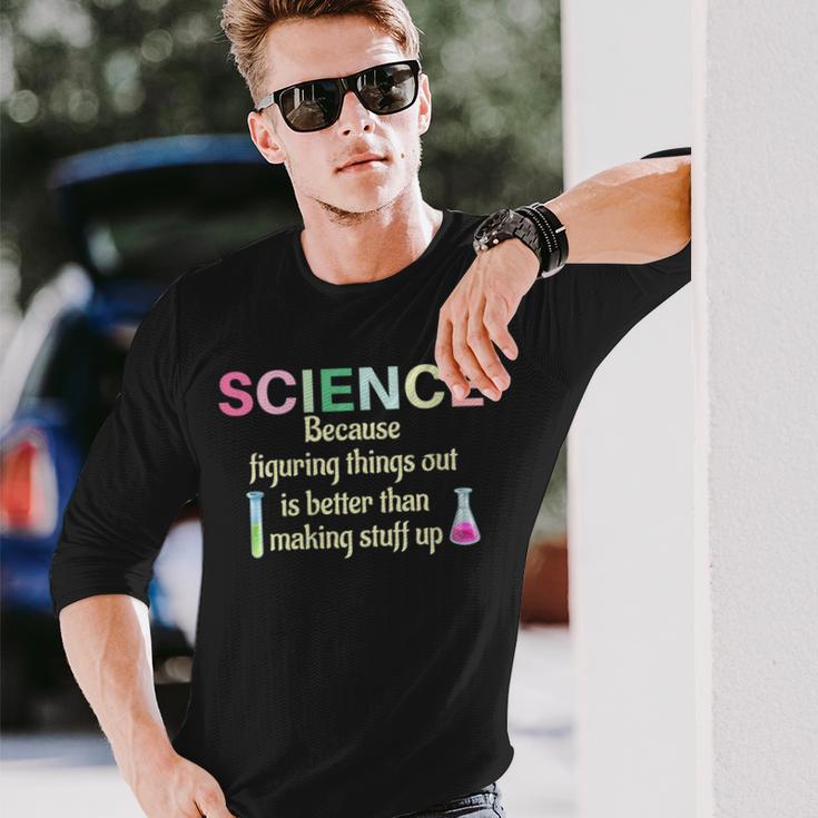 Damen Wissenschaft Weil Es Lehrer Lustig Und Cool Ist Dinge Herauszufinden Mit-Ausschnitt Langarmshirts Geschenke für Ihn