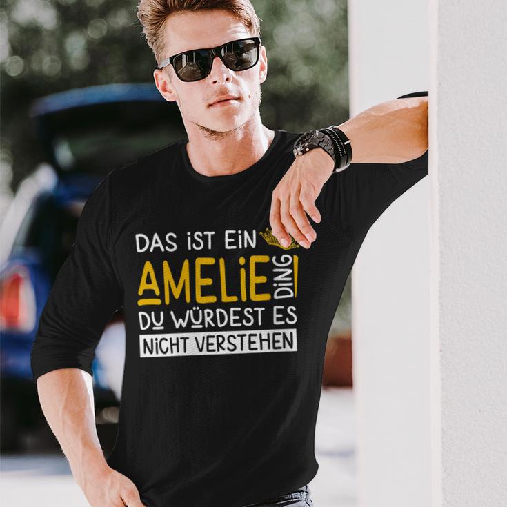 Damenorname Amelie Name Namenstag Spruch Das Ist Ein Amelie Ding Mit-Ausschnitt Langarmshirts Geschenke für Ihn