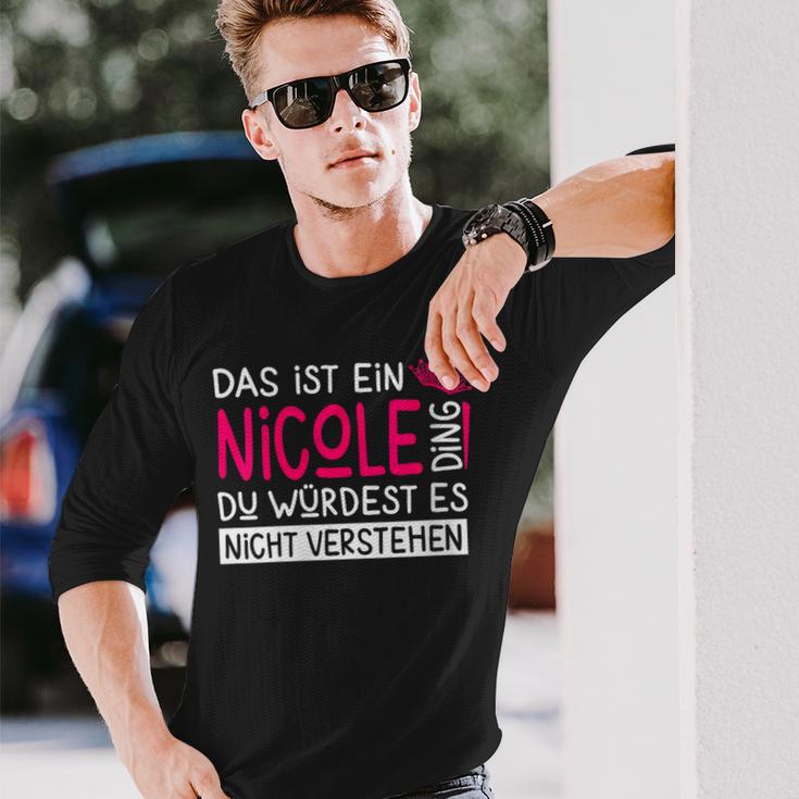 Damenorname Nicole Name Namenstag Spruch Das Ist Ein Nicole Ding Mit-Ausschnitt Langarmshirts Geschenke für Ihn